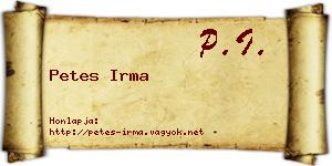 Petes Irma névjegykártya
